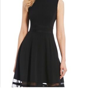 NWT Calvin Klein Fit Flare Illusion Mesh Dress